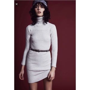 For Love And Lemons grey & white turtleneck dress